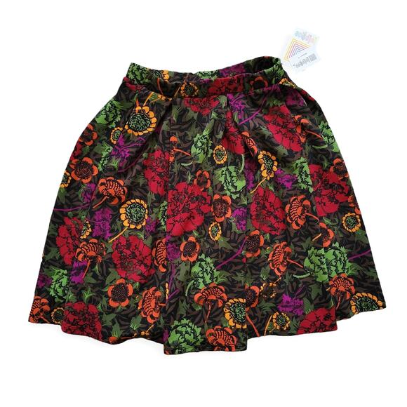 Lularoe Madison Box Pleats w/ Pockets Floral Brown/Orange Skirt Women Sz Small - Picture 2 of 7
